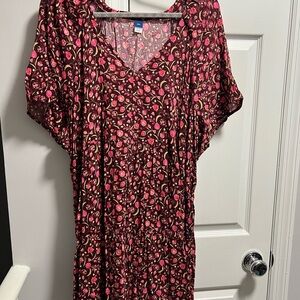 Old Navy Floral Pink and Black Dress
